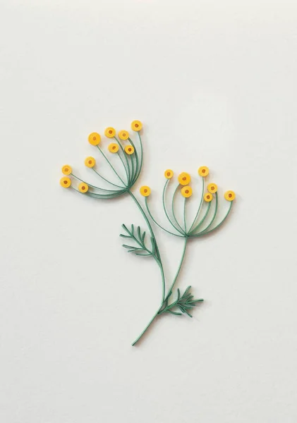 Lindas Flores Amarelas Selvagens Desenhos Isolados Papel Quilling Flores Papel — Fotografia de Stock