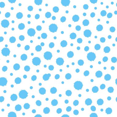 Seamless pattern with blue abstract spots, snowballs, blots. Vector illustration for the design of the winter season, festive Christmas background, banner, template.