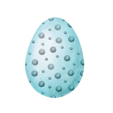 Paskalya ürünlerinin tasarımı için gümüş desenli mavi yumurta. El çizimi suluboya ve beyaz arka planda izole edilmiş grafik çizimi. Duvar kağıtlarına, paketlere, ambalajlara yazdırma.