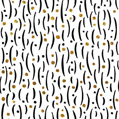 Beyaz arka planda soyut basit elementlerle kusursuz bir desen. Çizgilerle çizilmiş karalama çizimi. Tasarım şablonu, kumaş, duvar kağıdı, kapak, paketleme, ambalaj.