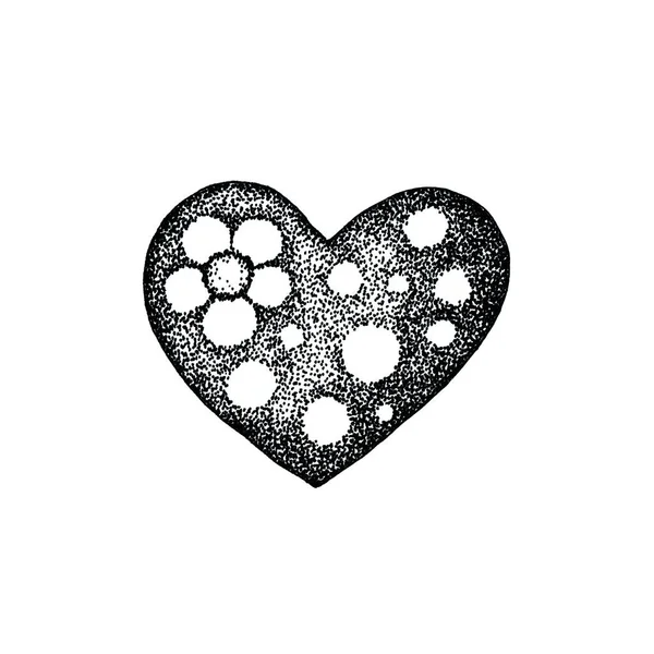 Abstract heart close up. Hand drawn illustration isolated on white background. Product design for Valentines Day, wedding, greeting card, invitation, congratulations, print. — стокове фото