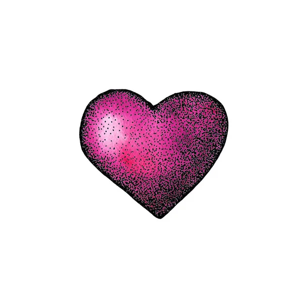 Рожеве абстрактне серце закривається. Приклад з аквареллю на білому тлі. Дизайн продукту для Валентинів день, весілля, листівки, запрошення, вітання, друк. — стокове фото