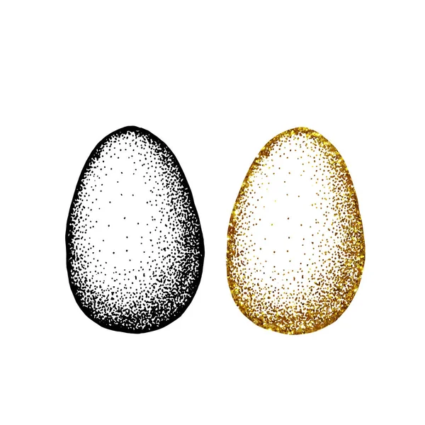 Set of gold and black Easter egg with a pattern. Hand vector illustration isolated on white background. For cover design, print, business card, icon, template. — 스톡 벡터