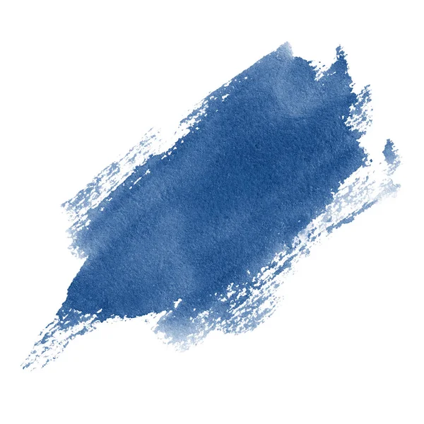 蓝色水彩斑斑。 在白色背景上孤立的手绘抽象图解。 冬季、水和天空的概念. — 图库照片