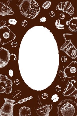 Kahve öznitelikleri ve bir huni bir içki hazırlanması alternatif bir türü ile Vektör illüstrasyon. Tasarım menüsü, kafe, restoran, kara tahta, reklam, arka plan için koleksiyon