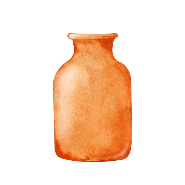 Klei Keramische Pot Close Vaas Antieke Gerechten Handgetekende Aquarel Illustratie — Stockfoto