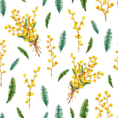 Bahar söğüt dallarıyla kusursuz desen. Beyaz arka planda elle çizilmiş suluboya çizimi. Tasarım Paskalya ürünleri, duvar kağıtları, kapaklar, ambalajlar, ambalajlar, kumaşlar, baskılar, kartpostallar.