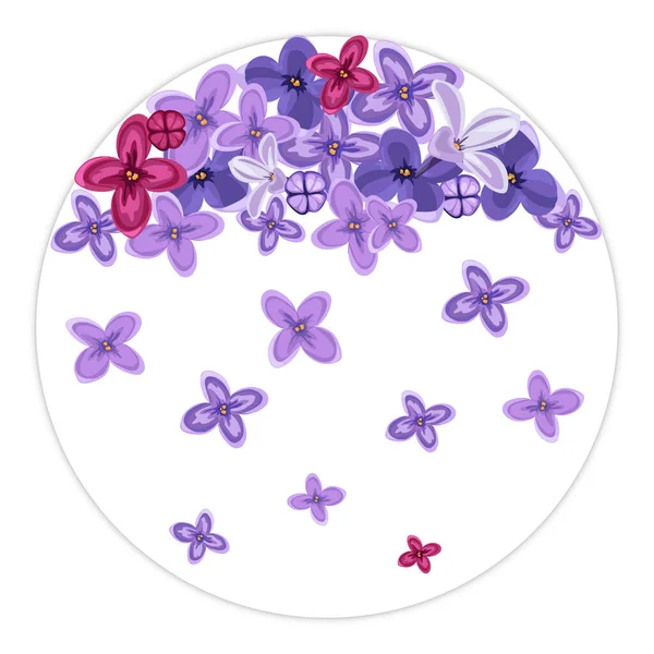 Кругла Рамка Бузкових Квітів Векторна Ілюстрація Іконок Дизайну Шаблон Банер — стоковий вектор