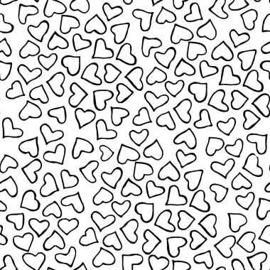 Kalple soyut bir model. El çizimi suluboya ve grafik çizim. Kumaş, kağıt ve diğer yazdırma ve web projeleri için kusursuz desen.