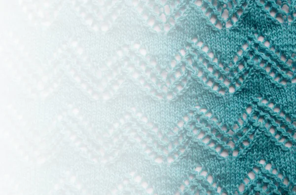 Azul turquesa Fondo de textura blanca de manta de punto merino, fondo de minimalismo escandinavo con vista superior espacio de copia. Fondo de tejido de punto abstracto. Banner, tarjeta, diseño de concepto de póster — Foto de Stock