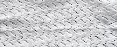 Merino örgü battaniyesinden beyaz doku arka planı, kopya alanı olan İskandinav minimalizmi arka planı, üst görünüm. Soyut örgü kumaş arkaplanı