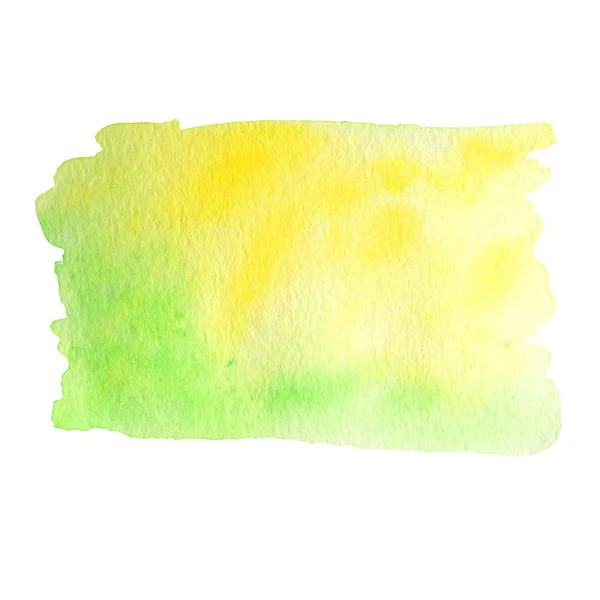 Акварель ручної роботи пофарбований в абстрактний жовтий зелений фон. Тонкий градієнт чорнила на текстурованому папері. Креативна акварель пофарбована весняне полотно для дизайну сплеск, запрошення, вінтажний шаблон . — стокове фото