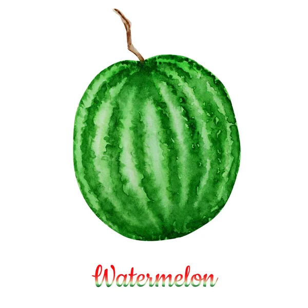 Watermelon fruit watercolor hand drawn illustration, fresh healthy food - natural organic food isolated on white background. — Stock Fotó