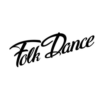 Folk Dance logoti simgesi konsepti. Bale stüdyosu logo tasarım şablonu. Klasik ya da halk dansları sınıfı harfleri. Vektör illüstrasyonu