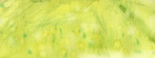 Akvarel ručně malované abstraktní žlutozelené pozadí. Jemný přechod inkoustu na texturovaném papíru. Kreativní akvarel malované jarní trávy barvy plátno pro stříkací design, pozvání, banner šablony. — Stock fotografie