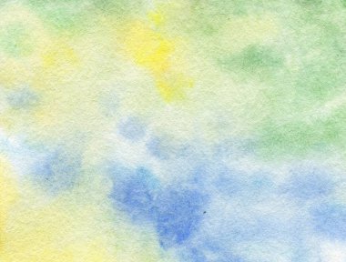 Suluboya elle çizilmiş soyut sarı yeşil arkaplan. Kağıtlardaki ince mürekkep gradyanı. Yaratıcı akvaryum, sıçrama tasarımı, davetiyesi ve klasik şablon için bahar renklerine boyanmış tuval.