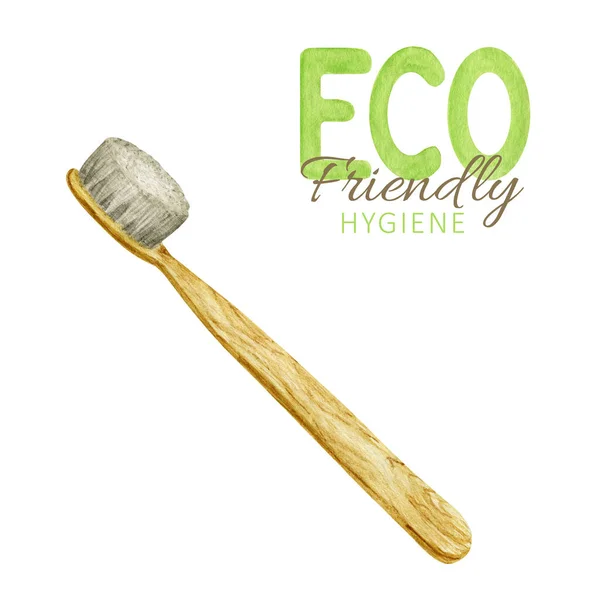 Brosse à dents en bambou pour un nettoyage des dents sain. Matériau en bois biodégradable. Produits d'hygiène isolés respectueux de l'environnement. Zéro déchet Conception écologique. Style de vie écologique recyclé. Recycler Réutiliser Réduire concept — Photo