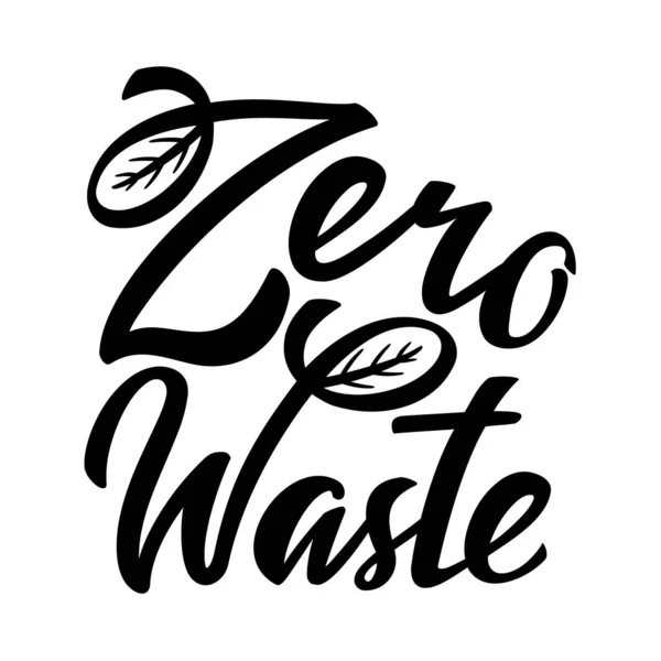 Zero Waste lettering icon. Ecological design. Recycled eco zero waste lifestyle. Recycle Reuse Reduce concept. Vector handwritten illustration isolated on white background — Stock Vector