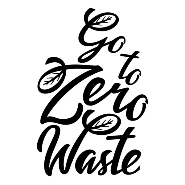 Go to Zero Waste lettering icon. Ecological design. Recycled eco zero waste lifestyle. Recycle Reuse Reduce concept. Vector handwritten illustration isolated on white background — Stock Vector