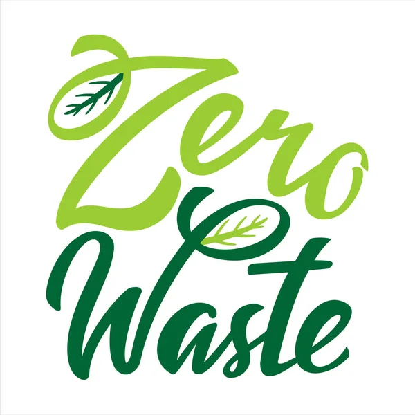 Zero Waste lettering icon. Ecological design. Recycled eco zero waste lifestyle. Recycle Reuse Reduce concept. Vector handwritten illustration isolated on white background — Stock Vector