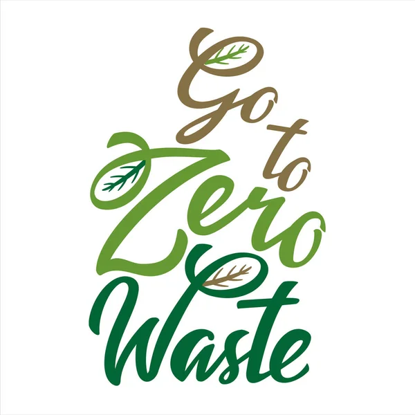 Go to Zero Waste lettering icon. Ecological design. Recycled eco zero waste lifestyle. Recycle Reuse Reduce concept. Vector handwritten illustration isolated on white background — Stock Vector