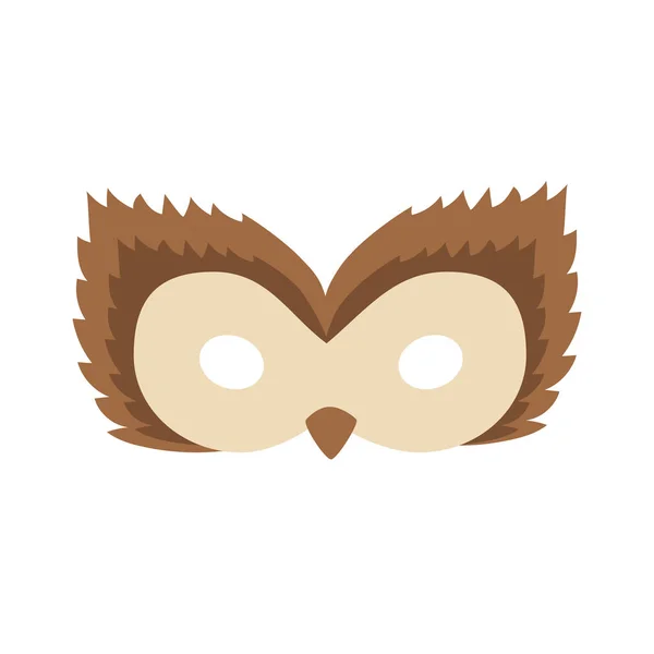 Illustration of a cartoon brown owl carnival mask of a forest animal. — Stock Vector