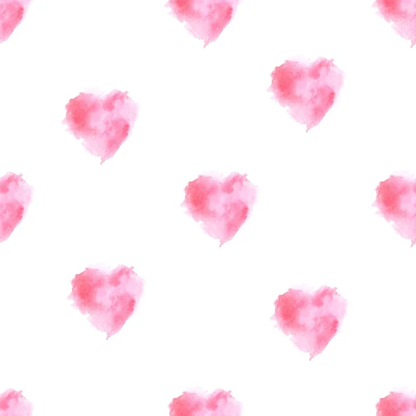 Ilustración acuarela patrón inconsútil de corazones borrosos rosados sobre un fondo blanco . —  Fotos de Stock