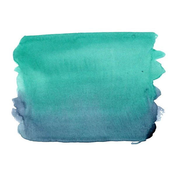 Illustration aquarelle bleu indigo émeraude dégradé tache sur un fond blanc . — Photo