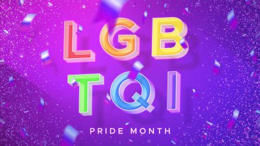 Lgbtqi gerçekçi vektör çizimi. Kutlama Gurur Ayı.