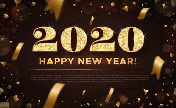 Bannière de nouvelle année 2020, illustration vectorielle couleur dorée . — Image vectorielle