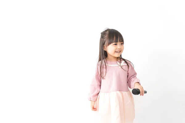 Little Girl Holding Microphone — Stock Photo, Image