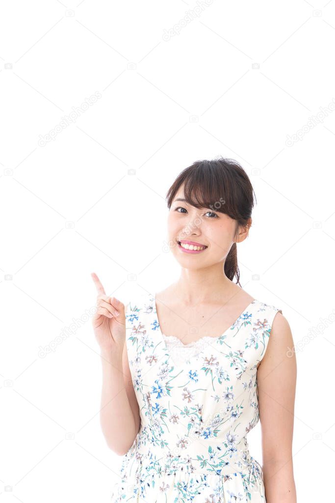 portrait of a beautiful young Asian woman isolated on white background