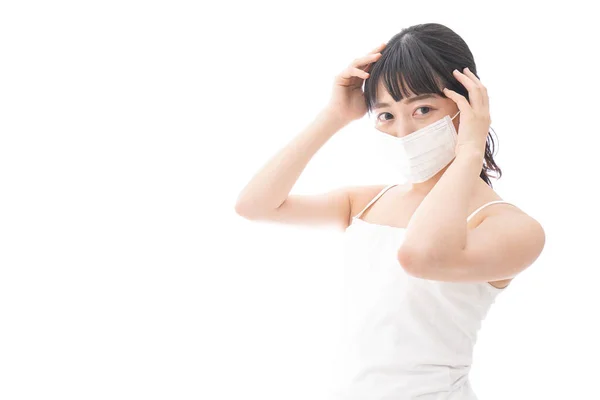 Jeune Asiatique Femme Avec Visage Masque — Photo