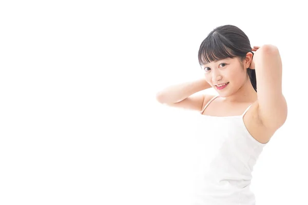 Portrait Asian Young Woman Isolated White Background — Stock Photo, Image