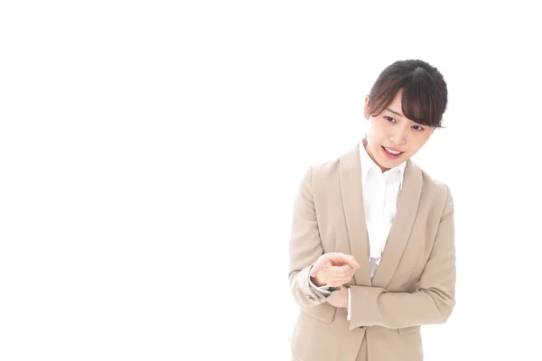 Lächelnde Asiatische Geschäftsfrau Isoliert Auf Weißem Hintergrund — Stockfoto