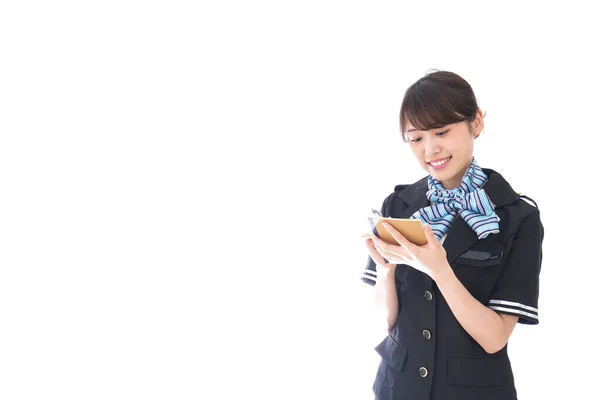 Mujer Negocios Asiática Con Cuaderno Aislado Sobre Fondo Blanco —  Fotos de Stock