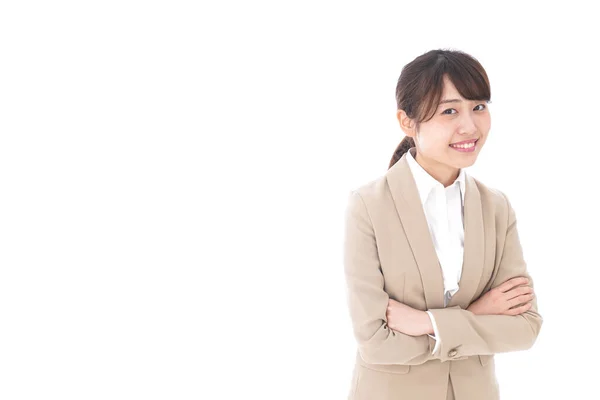 Asiatico Businesswoman Isolato Bianco Sfondo — Foto Stock