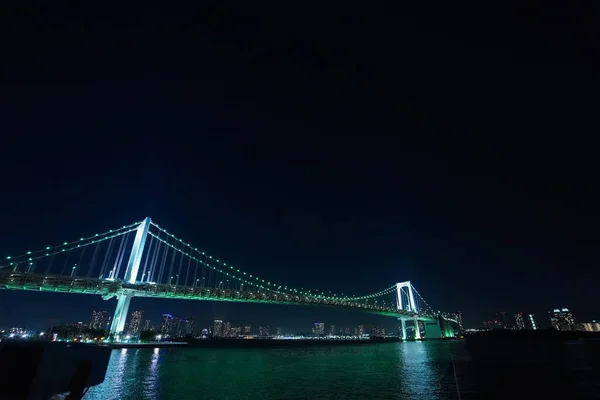 Tokio Miasto Panorama Mostem Oświetlone Nocy — Zdjęcie stockowe