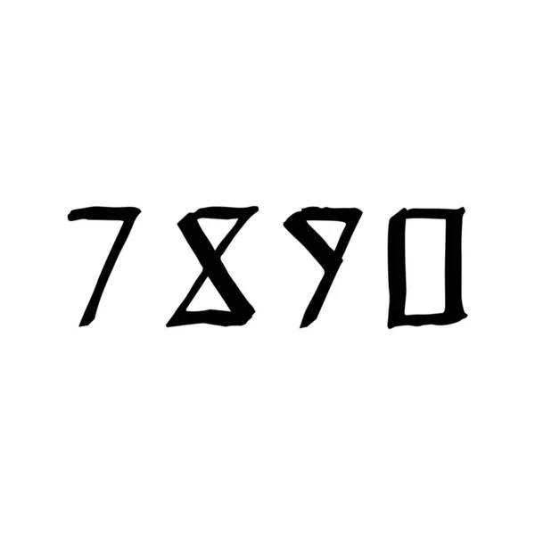 Номери чорнильної ручки 7890. Текст ізольовано на білому тлі. Векторні ілюстрації. ЕПС10 — стоковий вектор