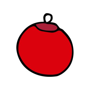 Kış dekorasyon balosu. El çizimi çizimi. Beyaz arka planda renkli bir taslak. Vektör illüstrasyonu