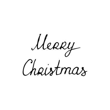 Mürekkep Kalemi Mektupları Mutlu Noeller. El çizimi çizimi beyaz arka planda izole edilmiş. Vektör illüstrasyonu