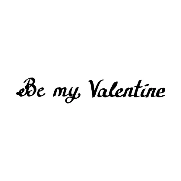 Inchiostro penna lettere Be My Valentine. Testo isolato su sfondo bianco. Illustrazione vettoriale. EPS10 — Vettoriale Stock