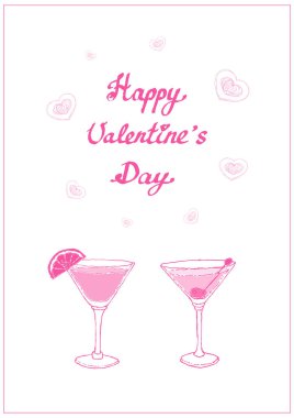 Pembe kartpostal: Kalpli kokteyller ve 