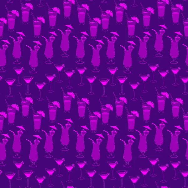Безшовний візерунок з рожевими коктейлями на фіолетовому. Живописні ескізи для Валентинів. Векторна ілюстрація. Ес10 — стоковий вектор