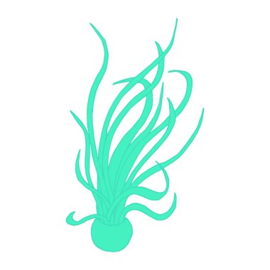 Caput Medusae saksıda bitki. Çizgi çizimi. Beyaz arka planda nane yeşili. Vektör illüstrasyonu.