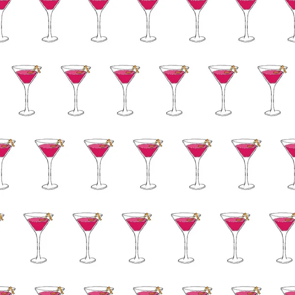 Косметический коктейль без узоров. Ручной рисунок контуров на розовом фоне. Векторная иллюстрация. S10 — стоковый вектор