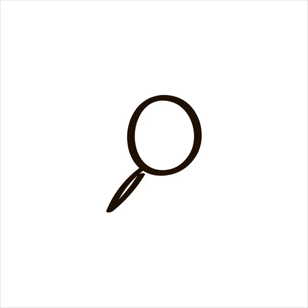 Знак значка с лупой для раздела Специализация или Поиск. Черная рука рисует каракули. Векторная иллюстрация . — стоковый вектор