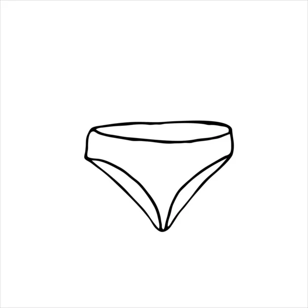 Штаны из номера для купания. Летняя одежда и аксессуары. Карикатурный скетч. Черный контур на белом фоне. Векторная иллюстрация . — стоковый вектор