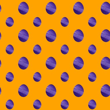 Mor Paskalya yumurtası pürüzsüz. Turuncu arka planda elle suluboya çizimi. Renkli resimleme