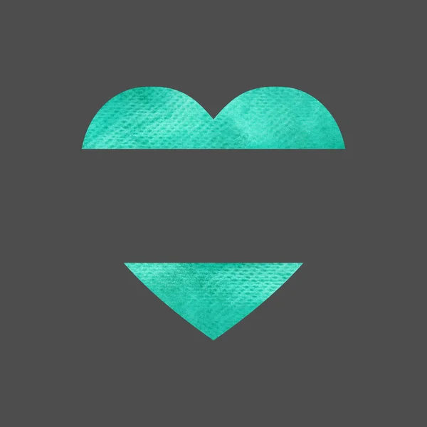 Šablona smaragdové barvy srdce na šedém pozadí. Barevná ilustrace — Stock fotografie